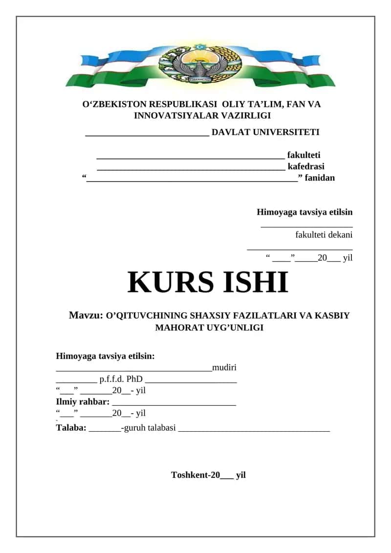 O’QITUVCHINING SHAXSIY FAZILATLARI VA KASBIY MAHORAT UYG’UNLIGI