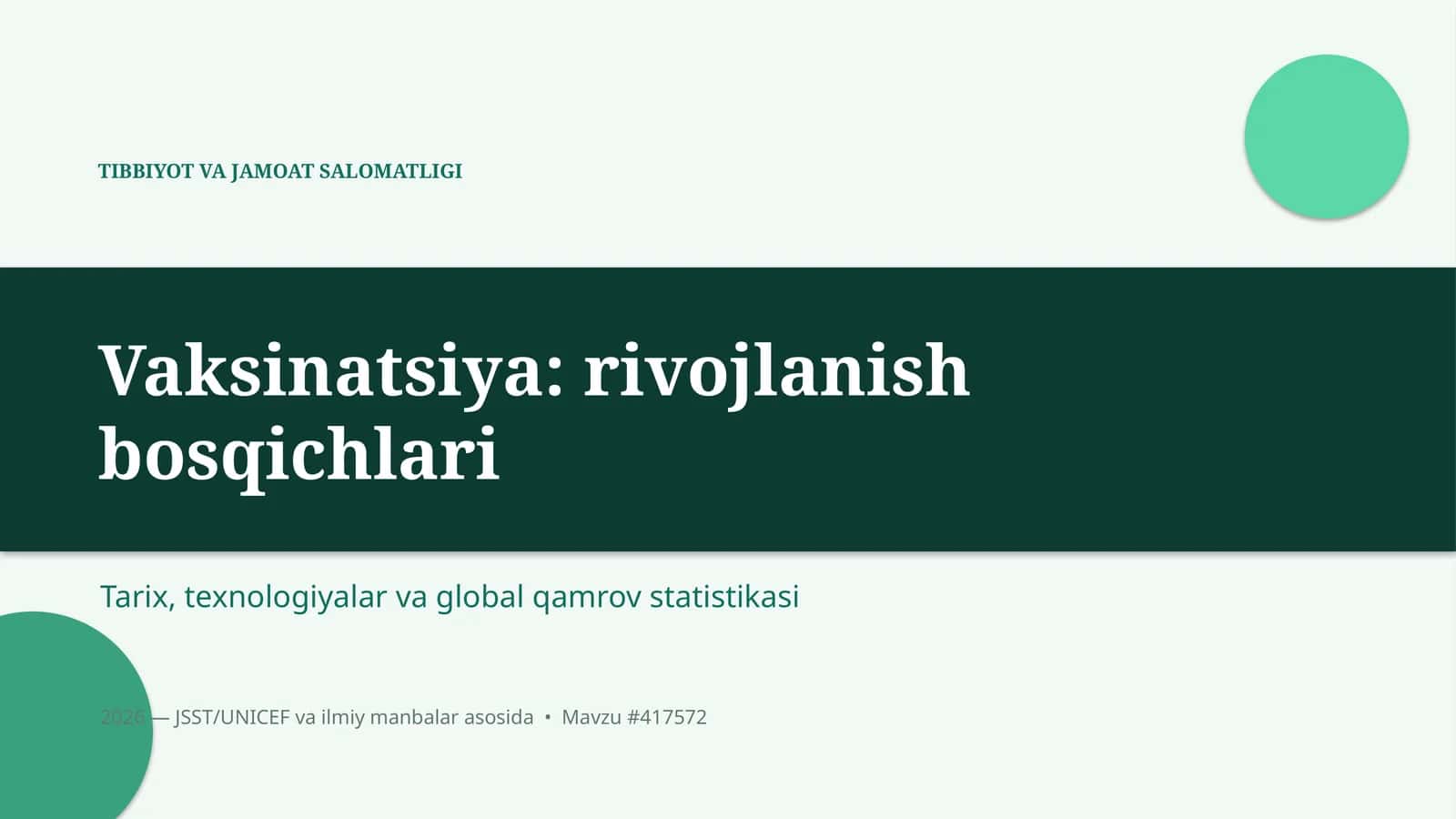 Tibbiyot va jamoat salomatligi