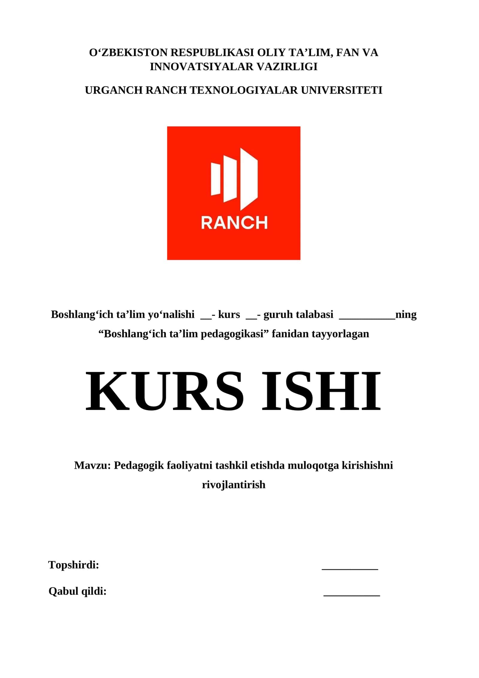 Pedagogik faoliyatni tashkil etishda muloqotga kirishishni rivojlantirish
