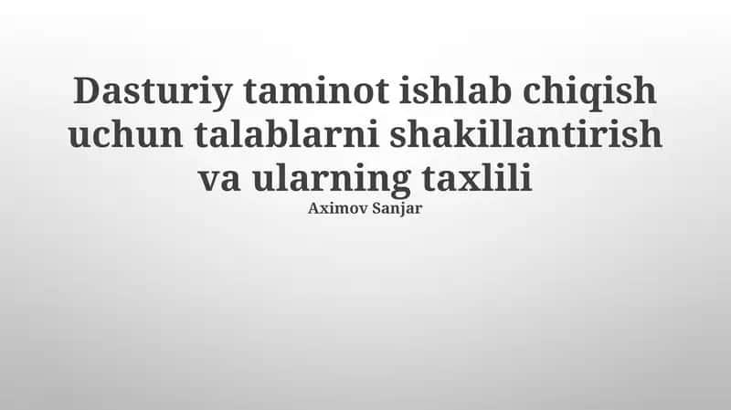 Talablarni tahlil qilish usullari