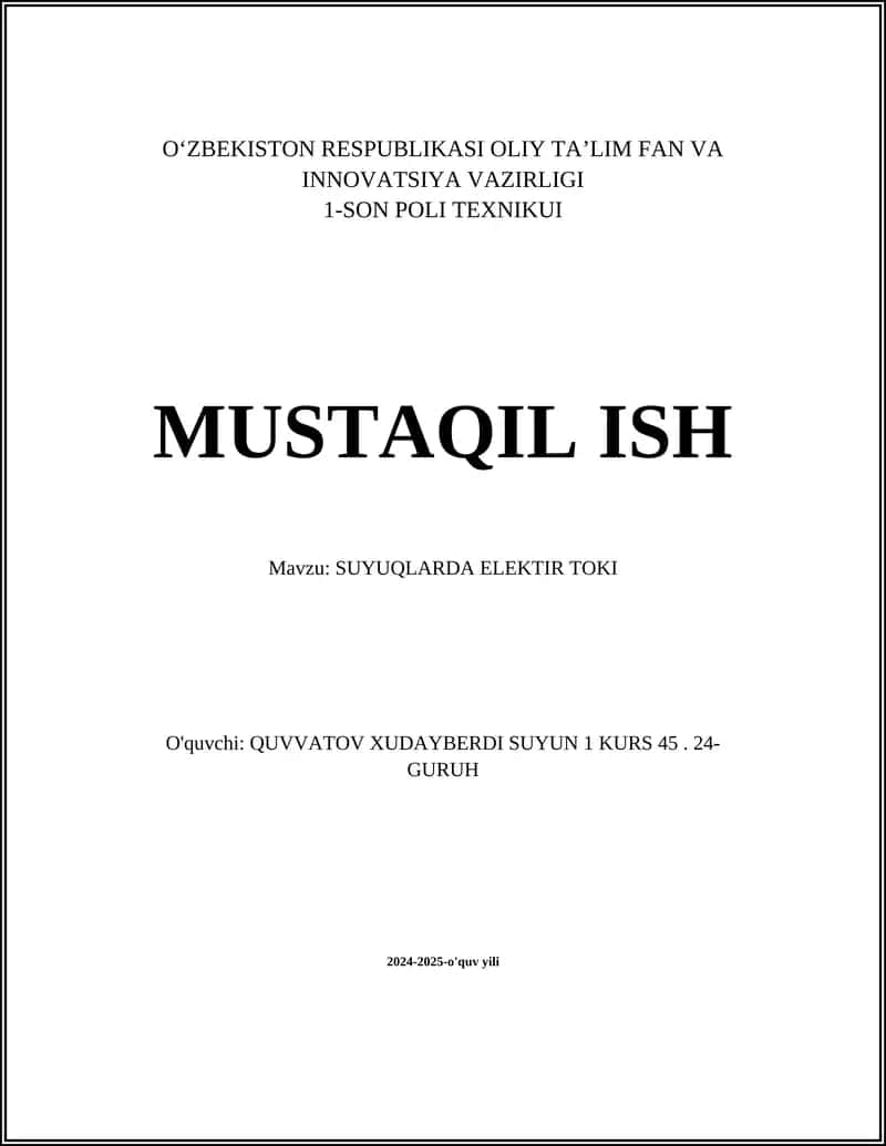 SUYUQLARDA ELEKTIR TOKI