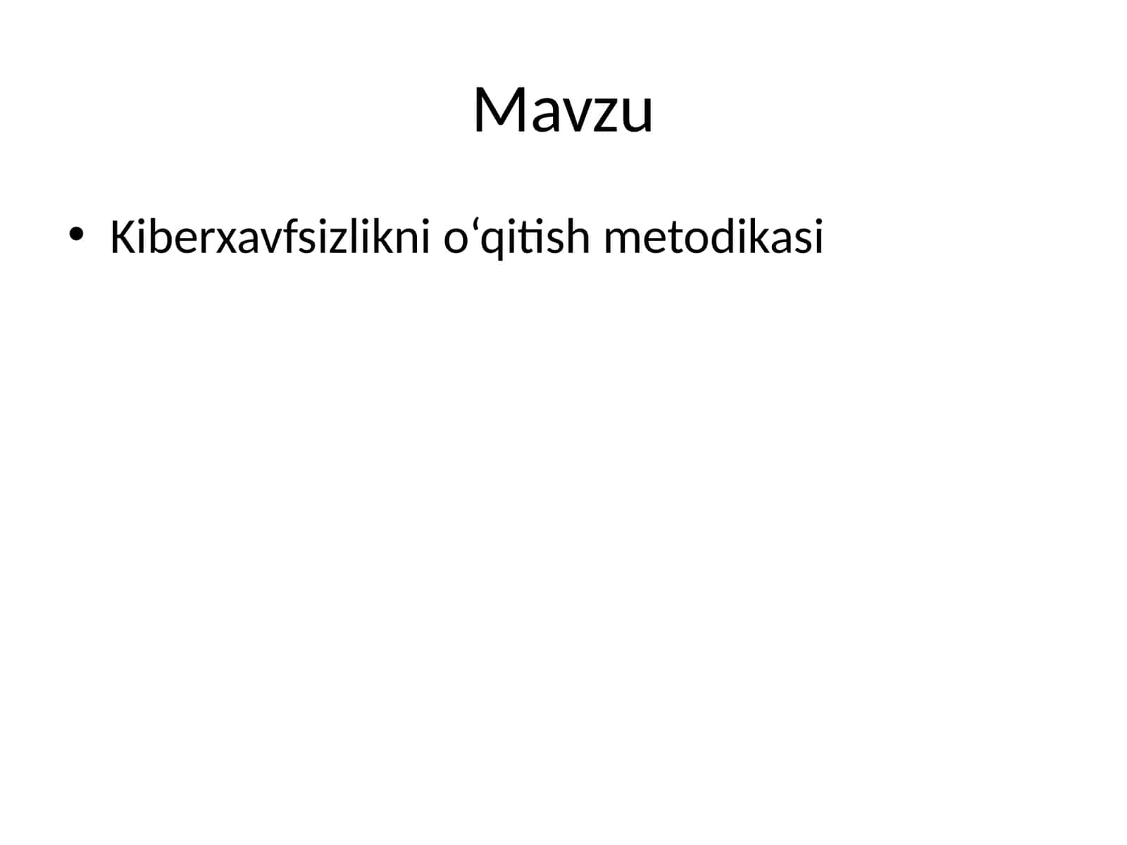 Kiberxavfsizlikni o‘qitish metodikasi
