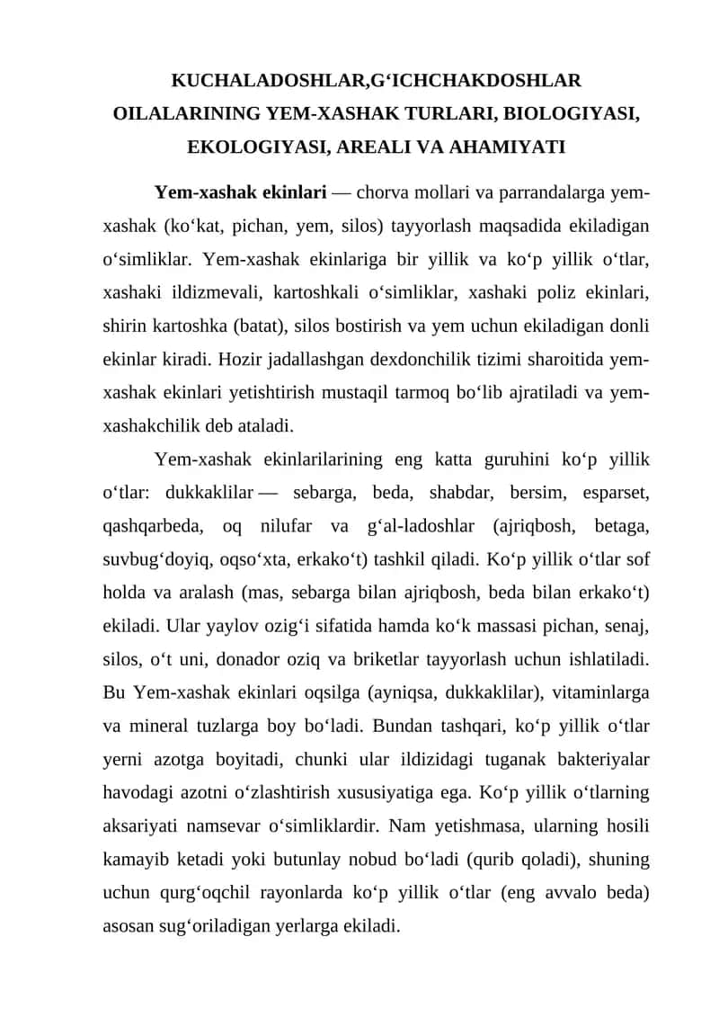 Yem-Xashak Ekinlari