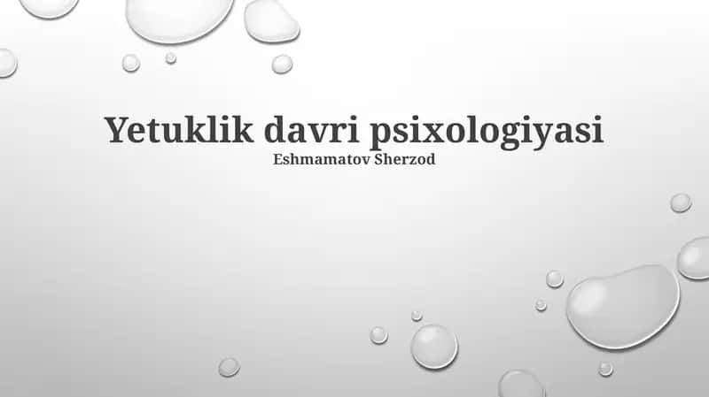Yetuklik davri psixologiyasi