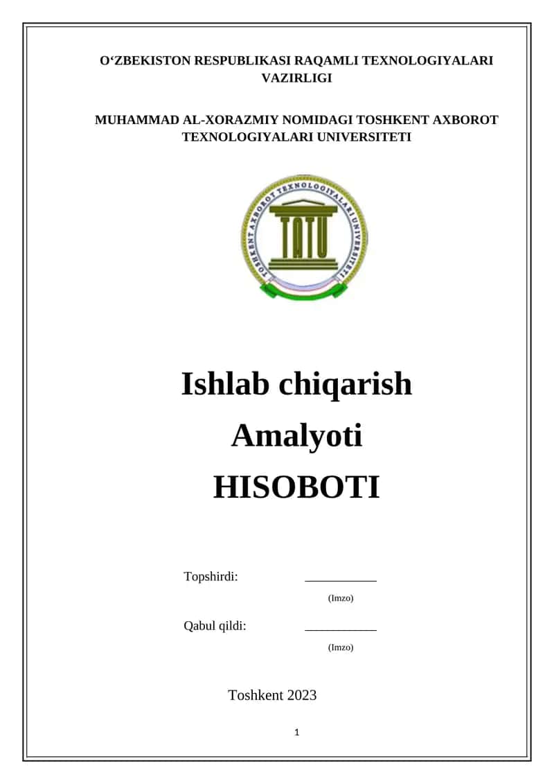 telecommunications technology boyicha amaliyot HISOBOTI