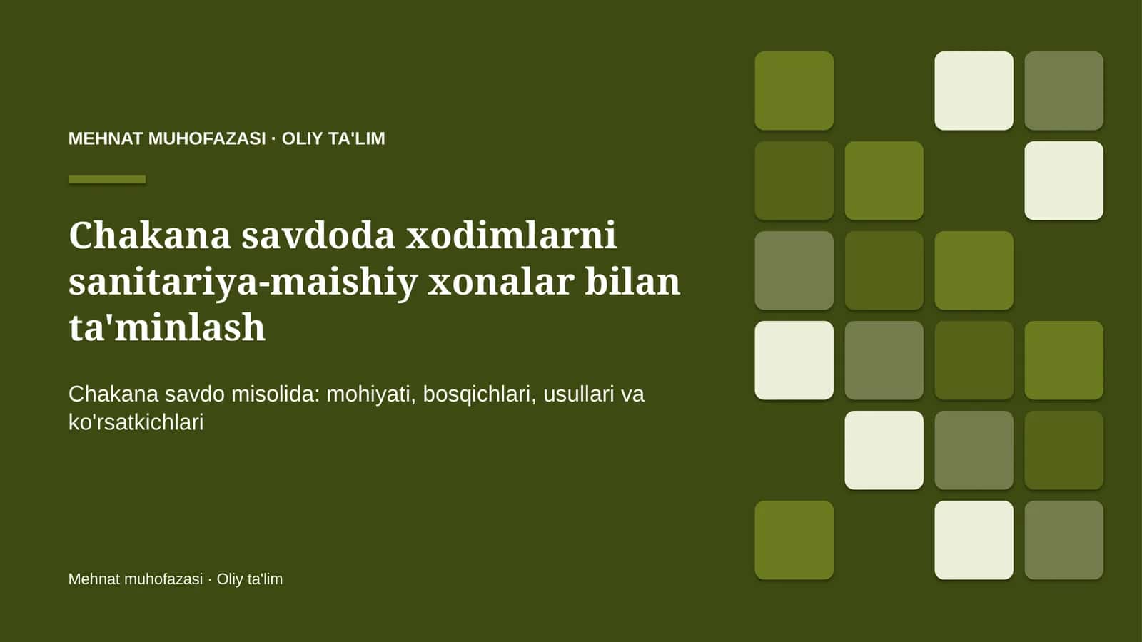 chakana savdoda xodimlarni sanitariya maishiy xonalar bilan ta'minlash 3182