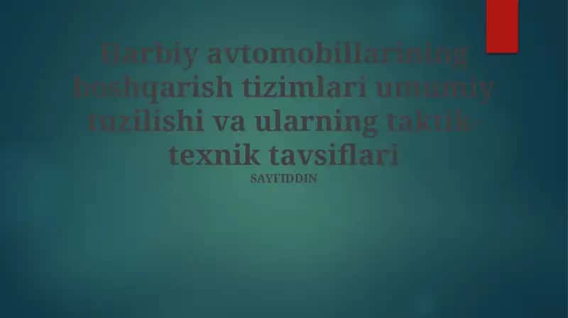 Harbiy avtomobillarining boshqarish tizimlari