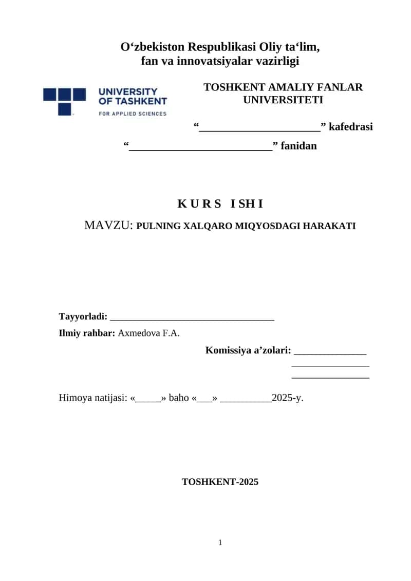 PULNING XALQARO MIQYOSDAGI HARAKATI