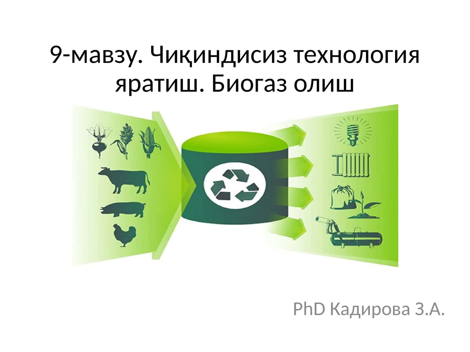 Чиқиндисиз технология яратиш. Биогаз олиш