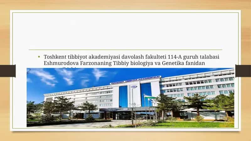 Tibbiy biologiya va genetika fanidan mustaqil ish