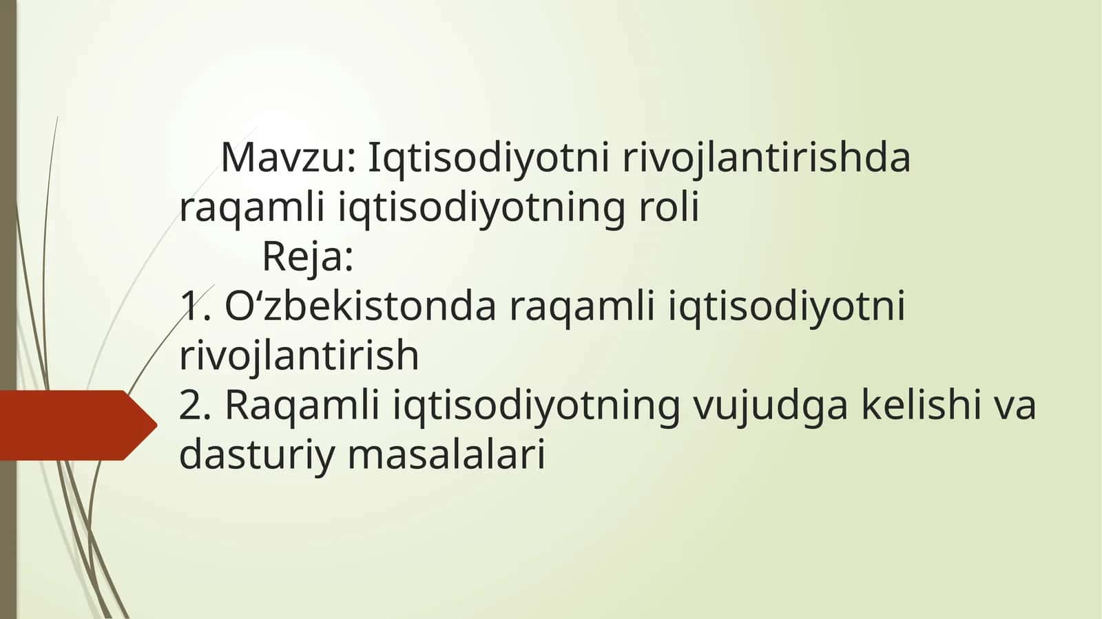Iqtisodiyotning roli