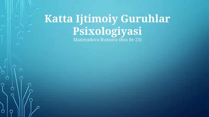 Katta Ijtimoiy Guruhlar Psixologiyasi
