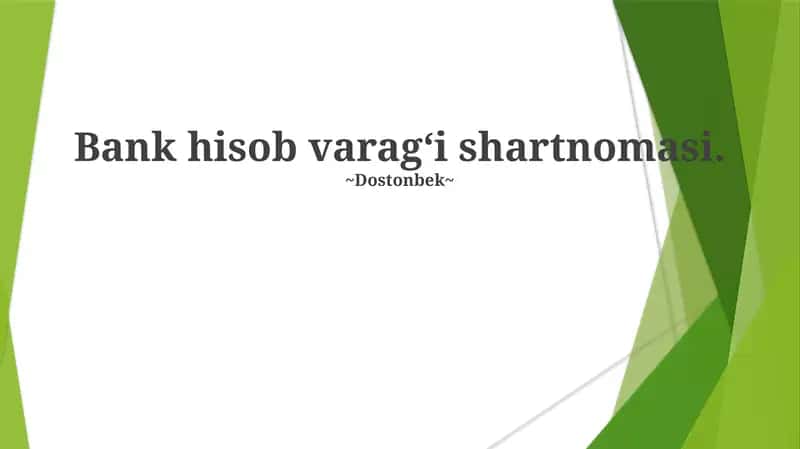 Bank hisob varagʻi shartnomasi