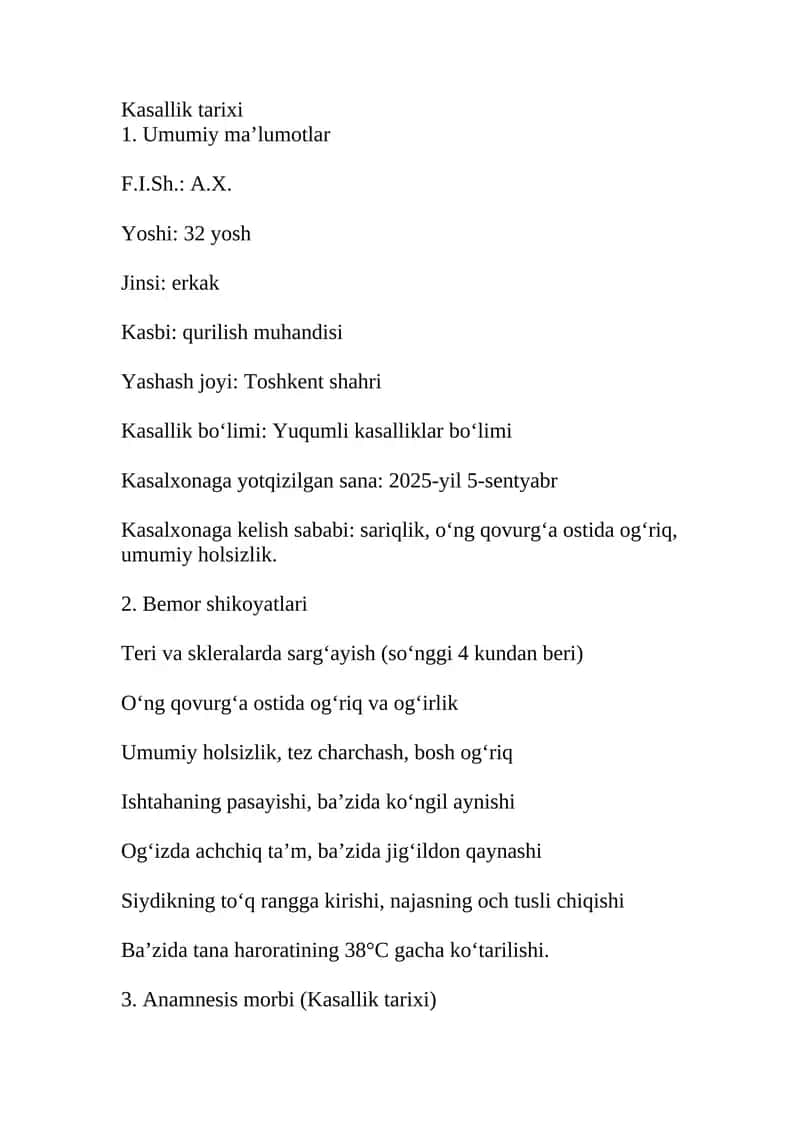 Gepatit B kasallik tarixi