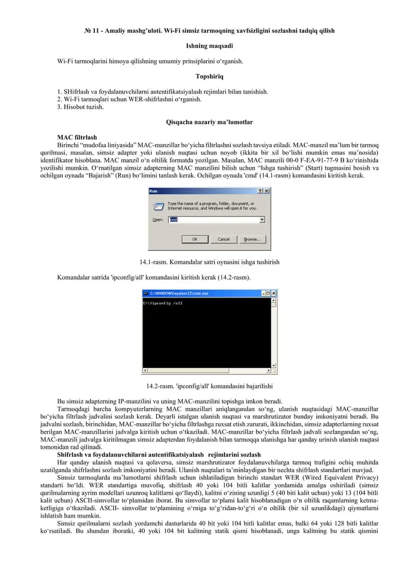 Wi-Fi tarmoqlarining xavfsizligi