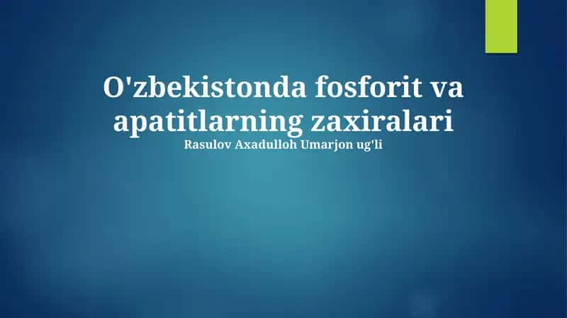 Oʻzbekistondagi fosforit va apatit zaxiralari