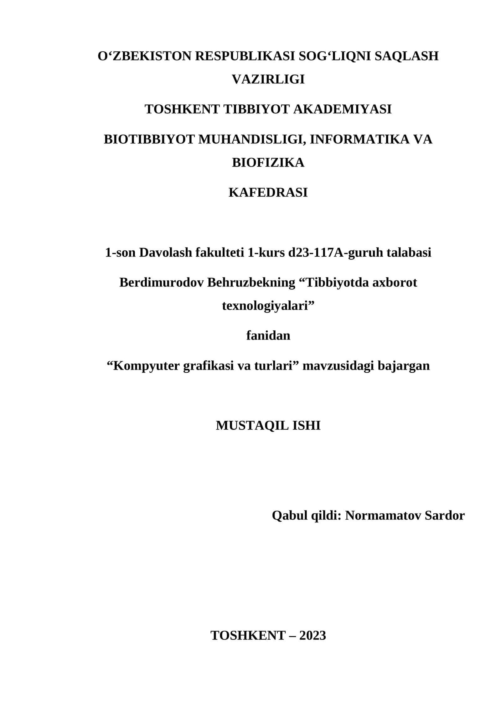 Kompyuter grafikasi va turlari