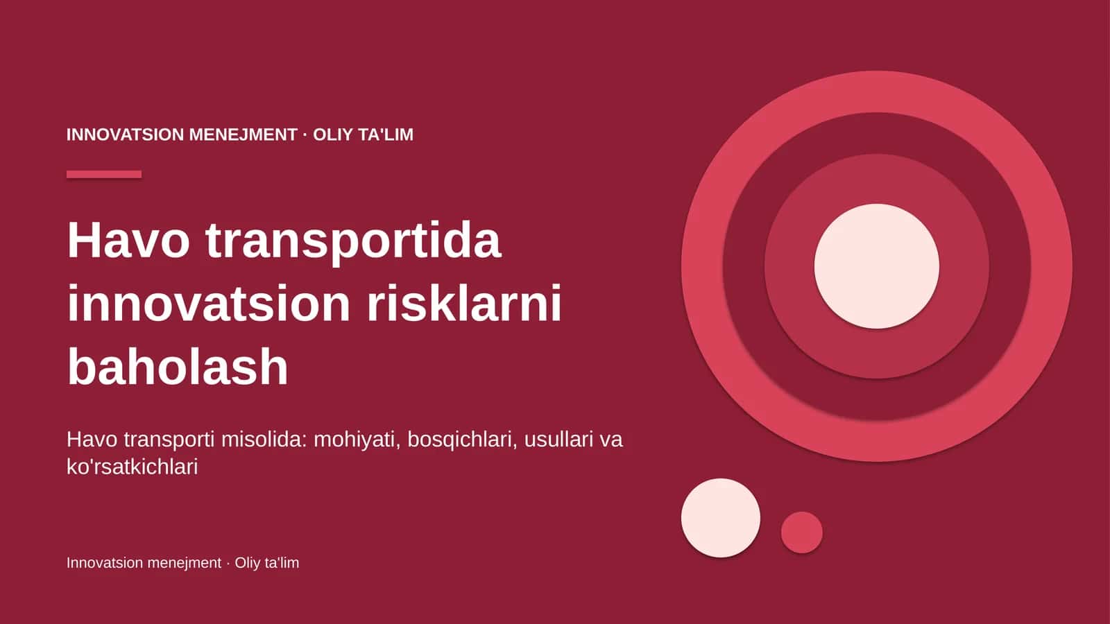 Havo transportida innovatsion risklarni baholash