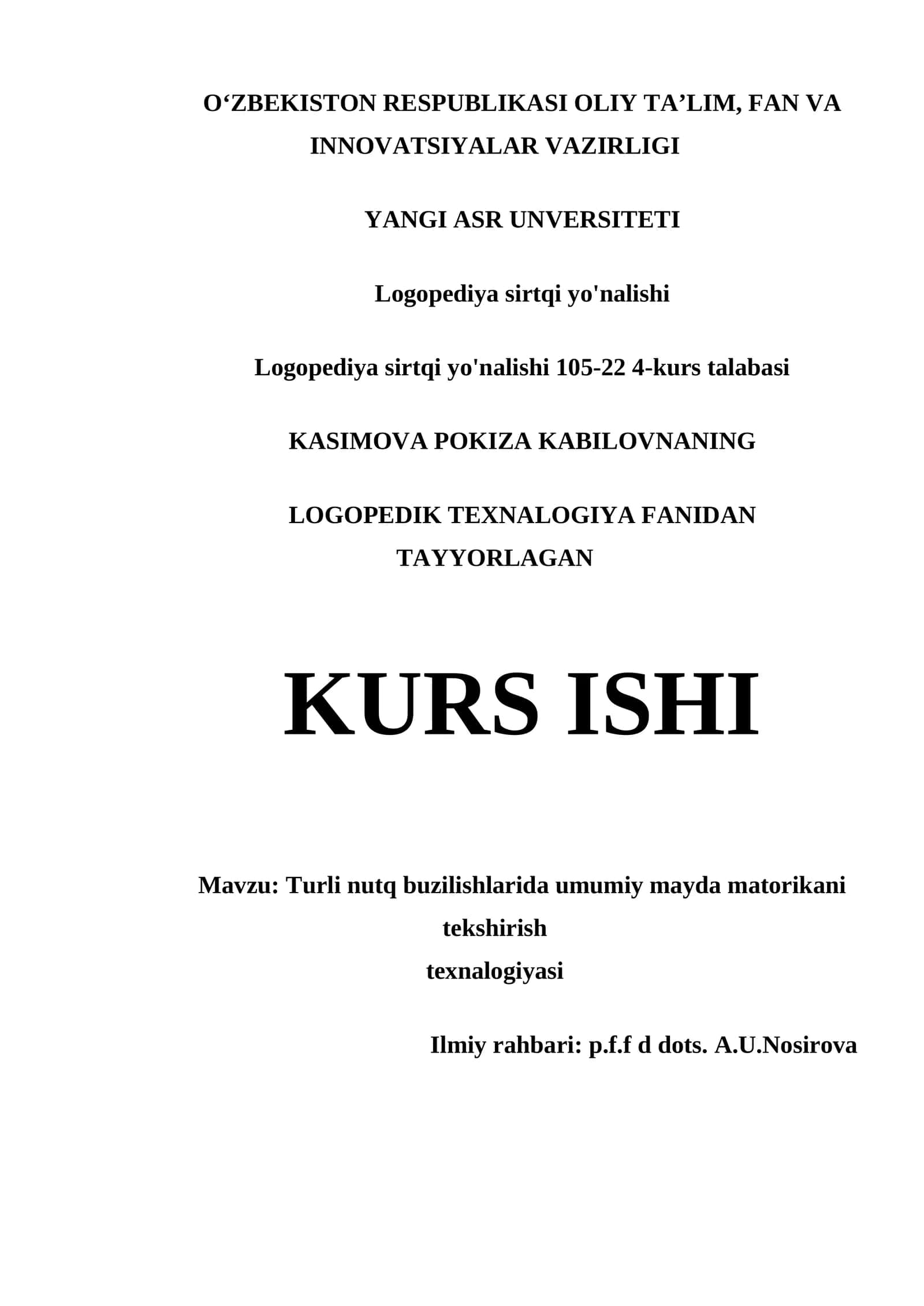 Logopediya sirtqi yo'nalishi