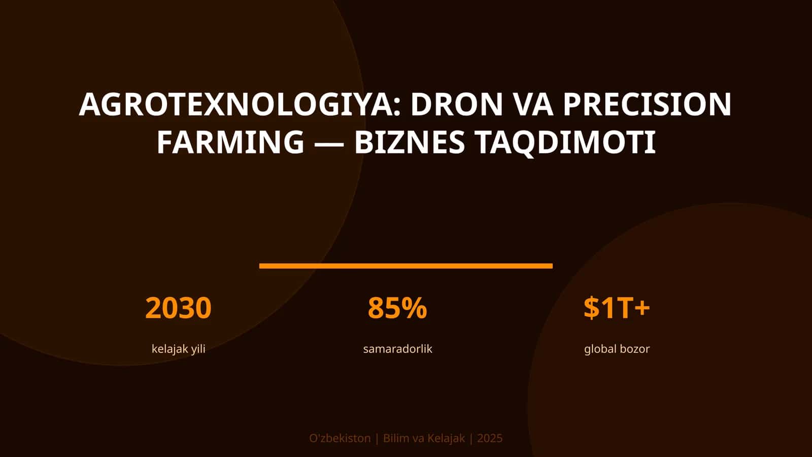 Agrotexnologiya: dron va precision farming — biznes taqdimoti