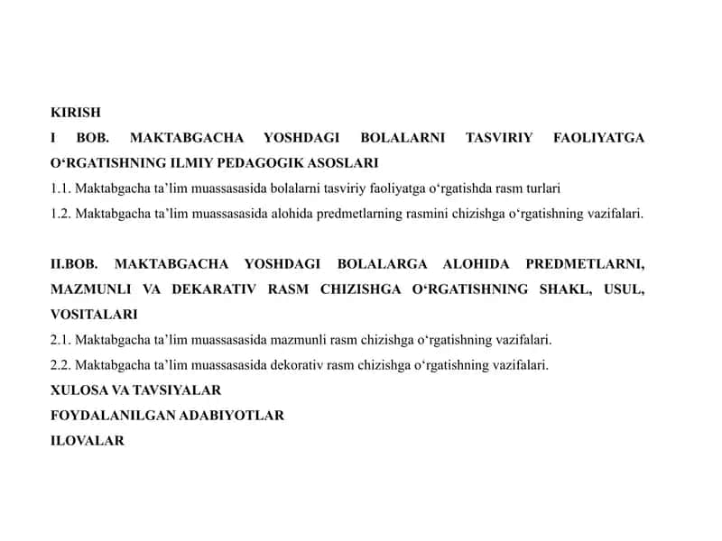 MAKTABGACHA YOSHDAGI BOLALARNI TASVIRIY FAOLIYATGA O‘RGATISHNING ILMIY PEDAGOGIK ASOSLARI