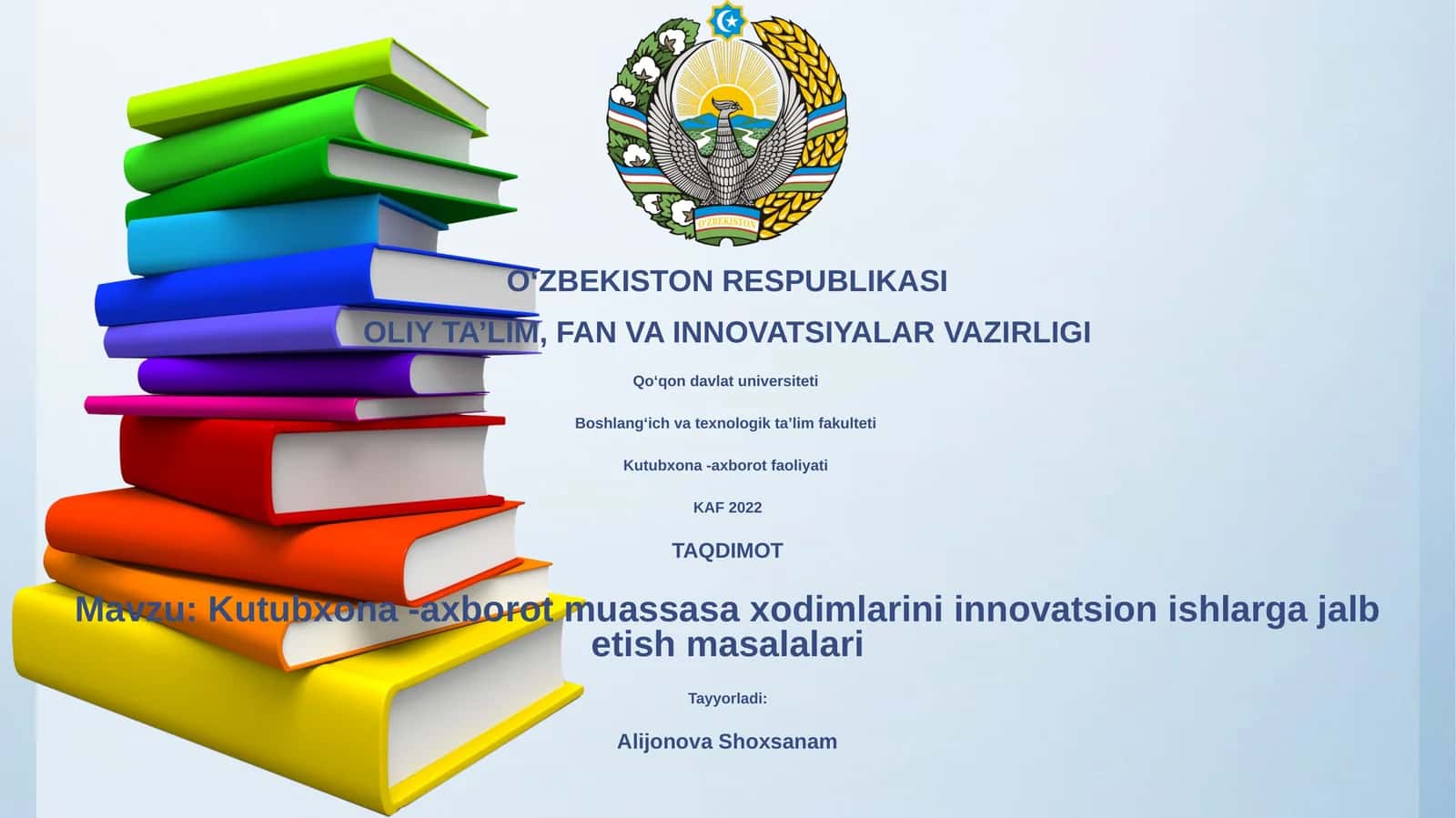 Kutubxona -axborot muassasa xodimlarini innovatsion ishlarga jalb etish masalalari