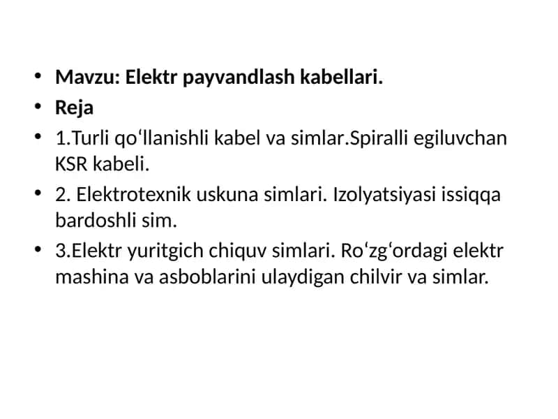 Elektr payvandlash kabellari
