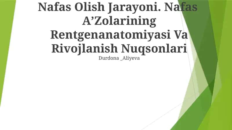 Nafas Olish Jarayoni. Nafas AʼZolarining Rentgenanatomiyasi Va Rivojlanish Nuqsonlari