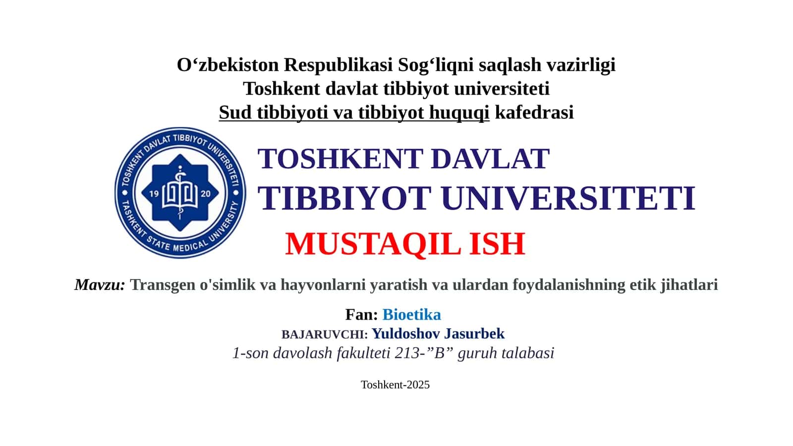 Transgeno'simlikvahayvonlarniyaratishvaulardanfoydalanishningetikjihatlari