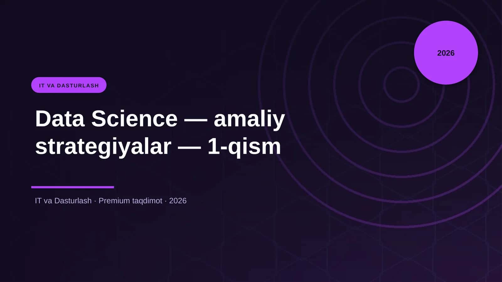Data Science — amaliy strategiyalar — 1-qism