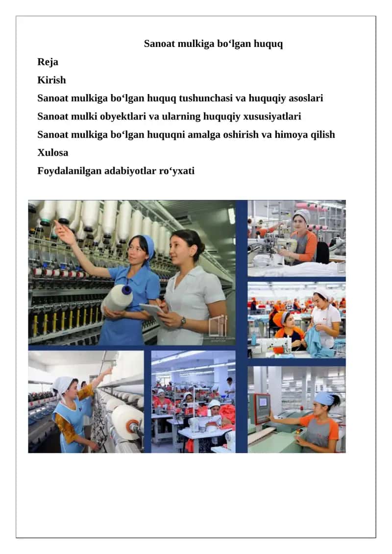 Sanoat mulkiga bo‘lgan huquq