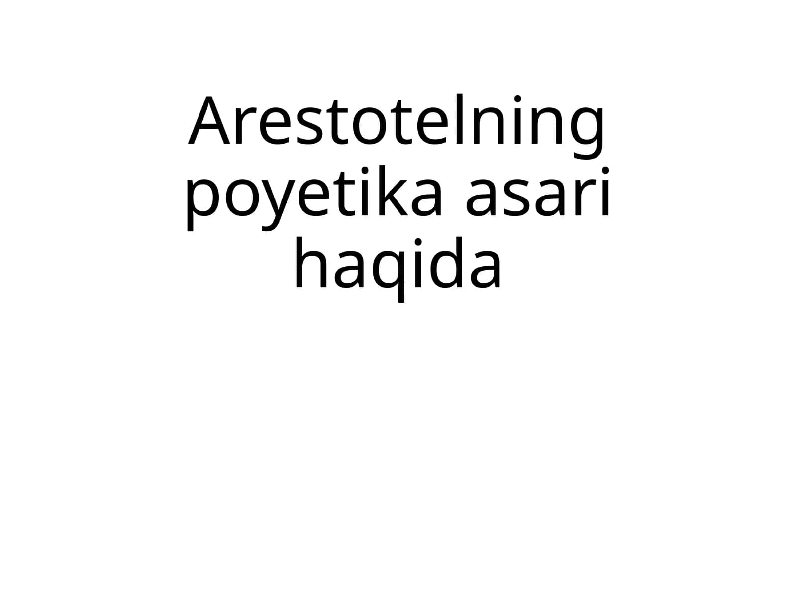 Arestotelning poyetika asari