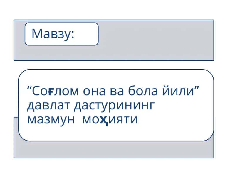 “Соғлом она ва бола йили” давлат дастурининг мазмун моҳияти