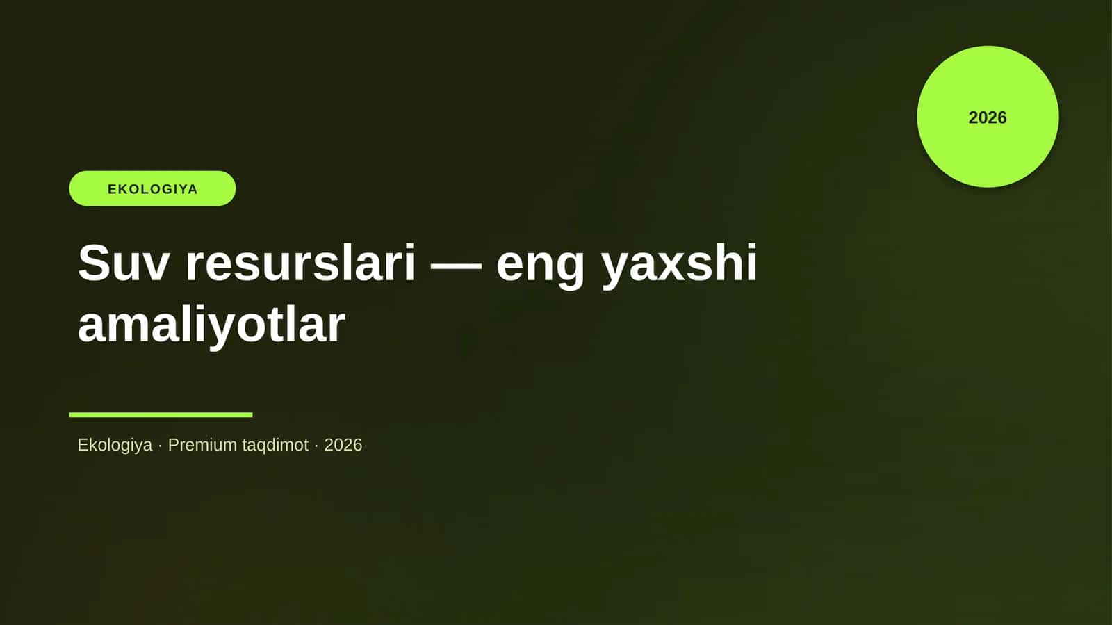 Suv resurslari — eng yaxshi amaliyotlar