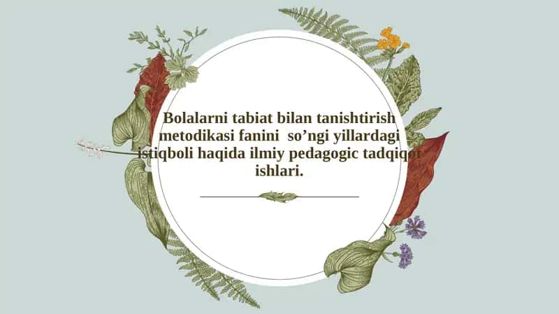 Tabiat bilan tanishtirish metodikasi
