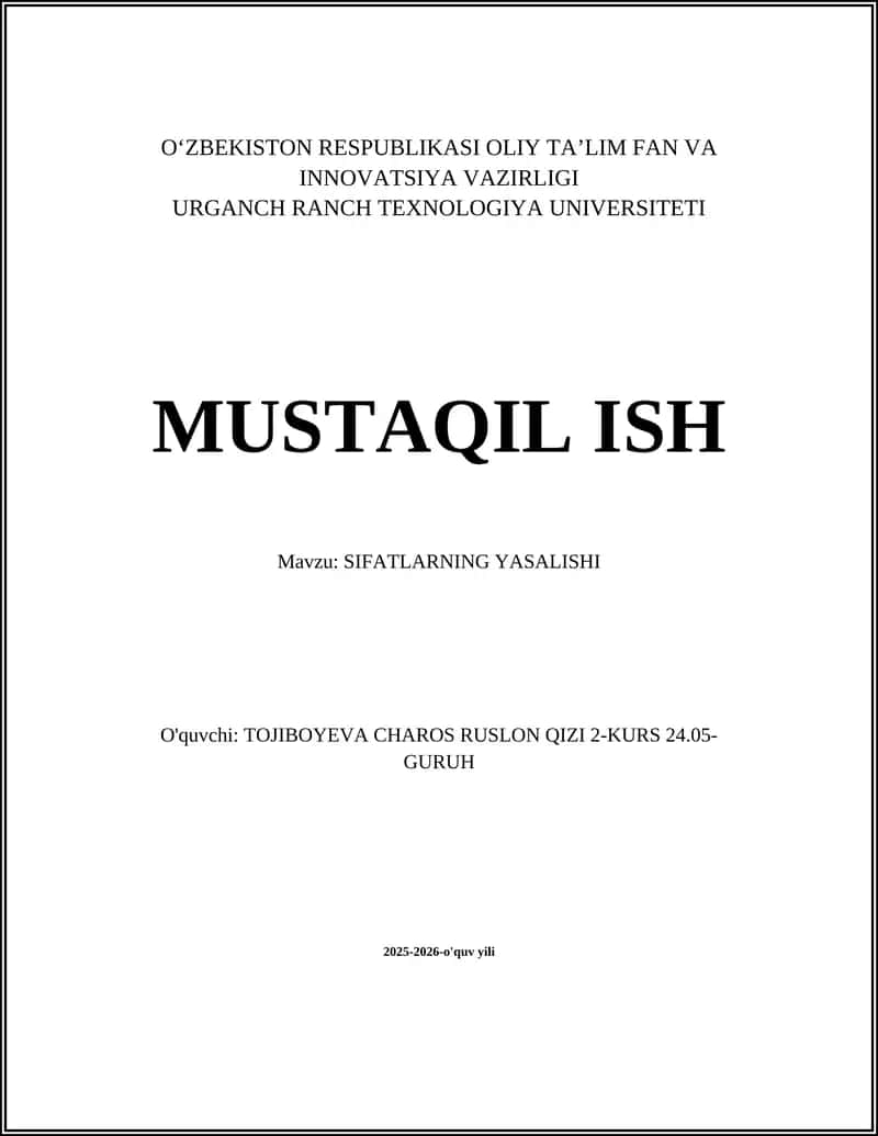 SIFATLARNING YASALISHI