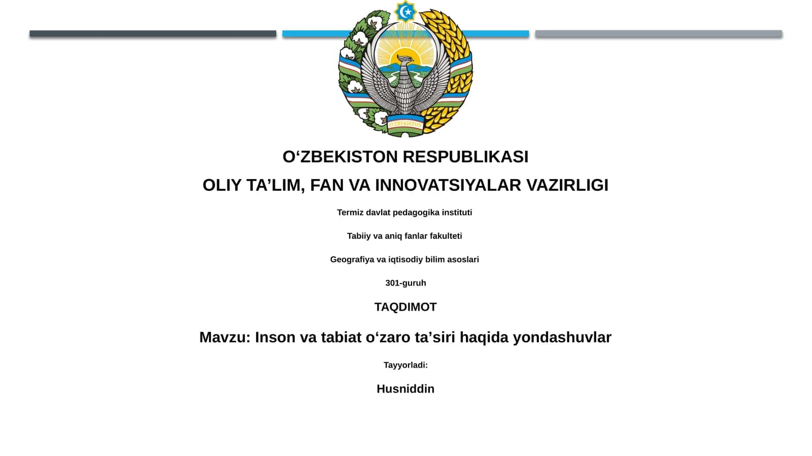 Tabiat bilan inson o'rtasidagi o'zaro ta'sirning yondashuvlari