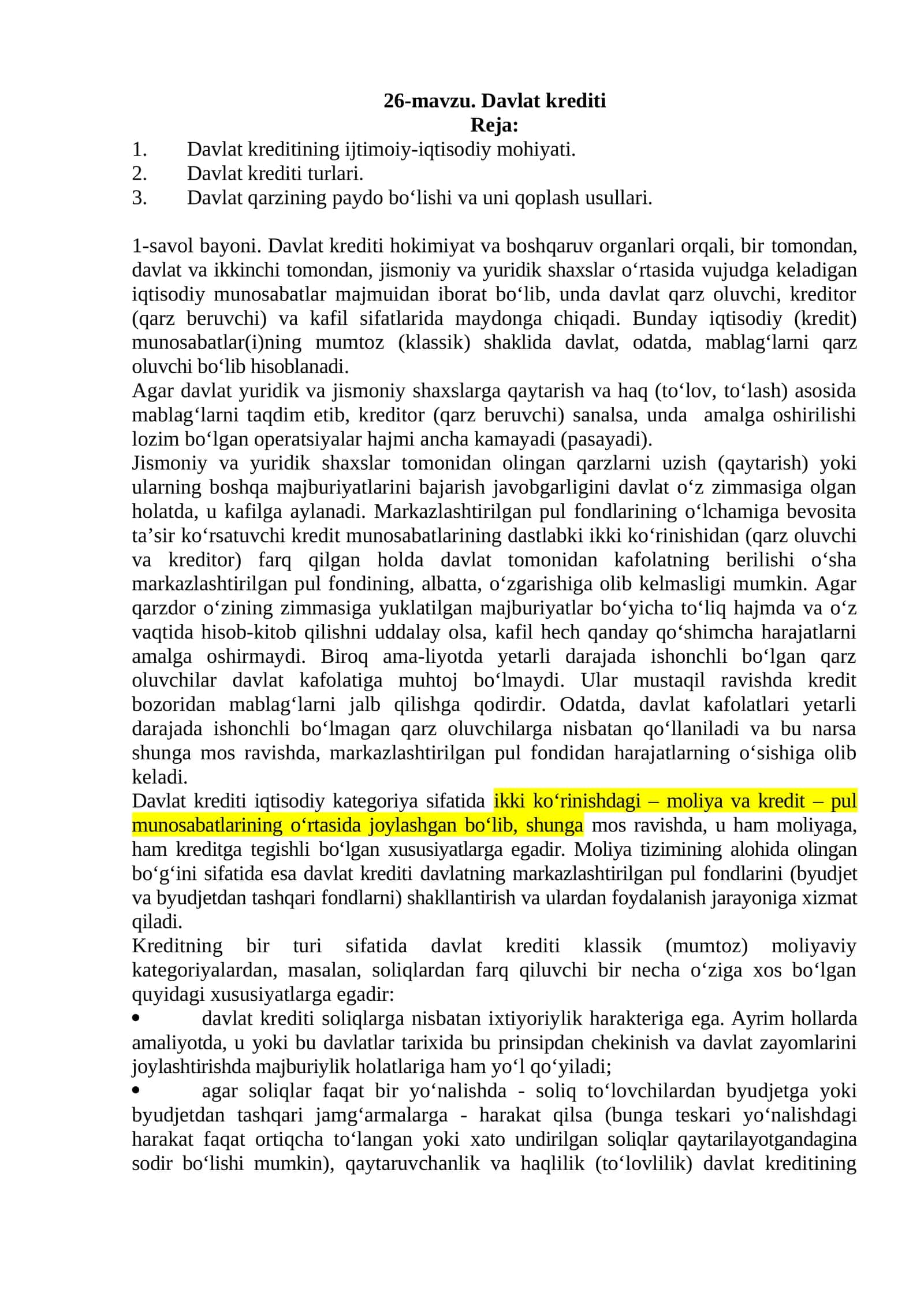 Davlat krediti
