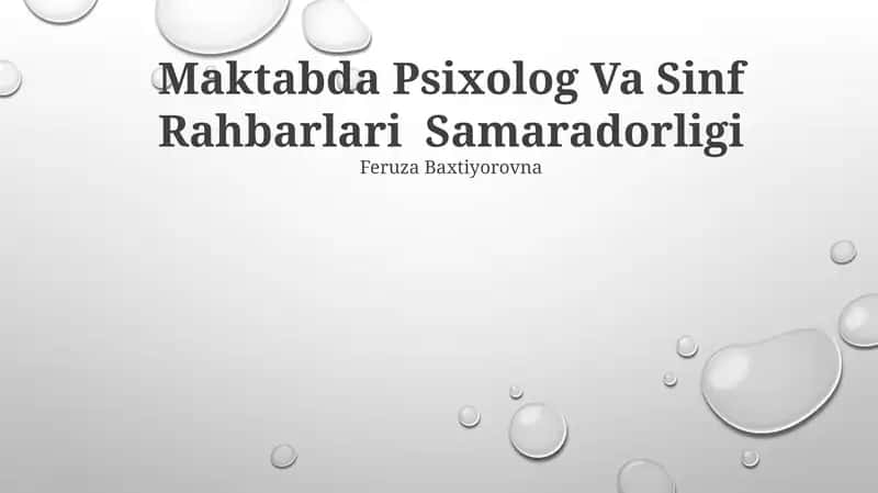 Maktabda Psixolog Va Sinf Rahbarlari Samaradorligi