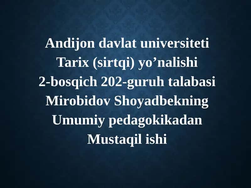 Ta’lim Metodlari va Vositalari: Tahlil Mavzusi