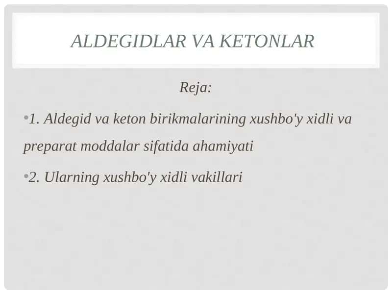 Aldegidlar va ketonlar