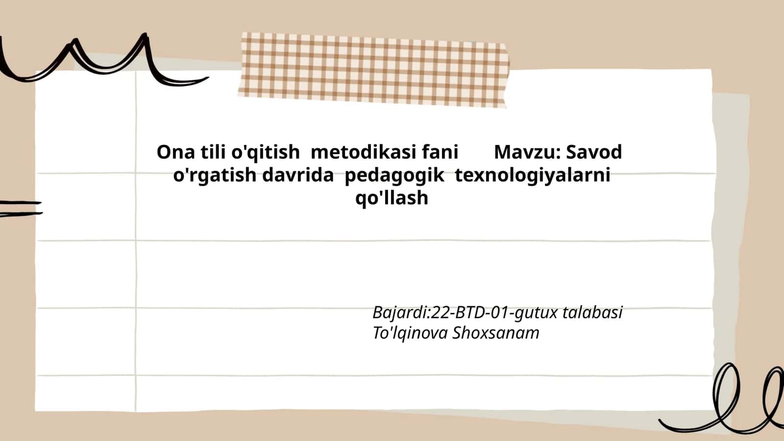 Ona tili o'qitish metodikasi fani