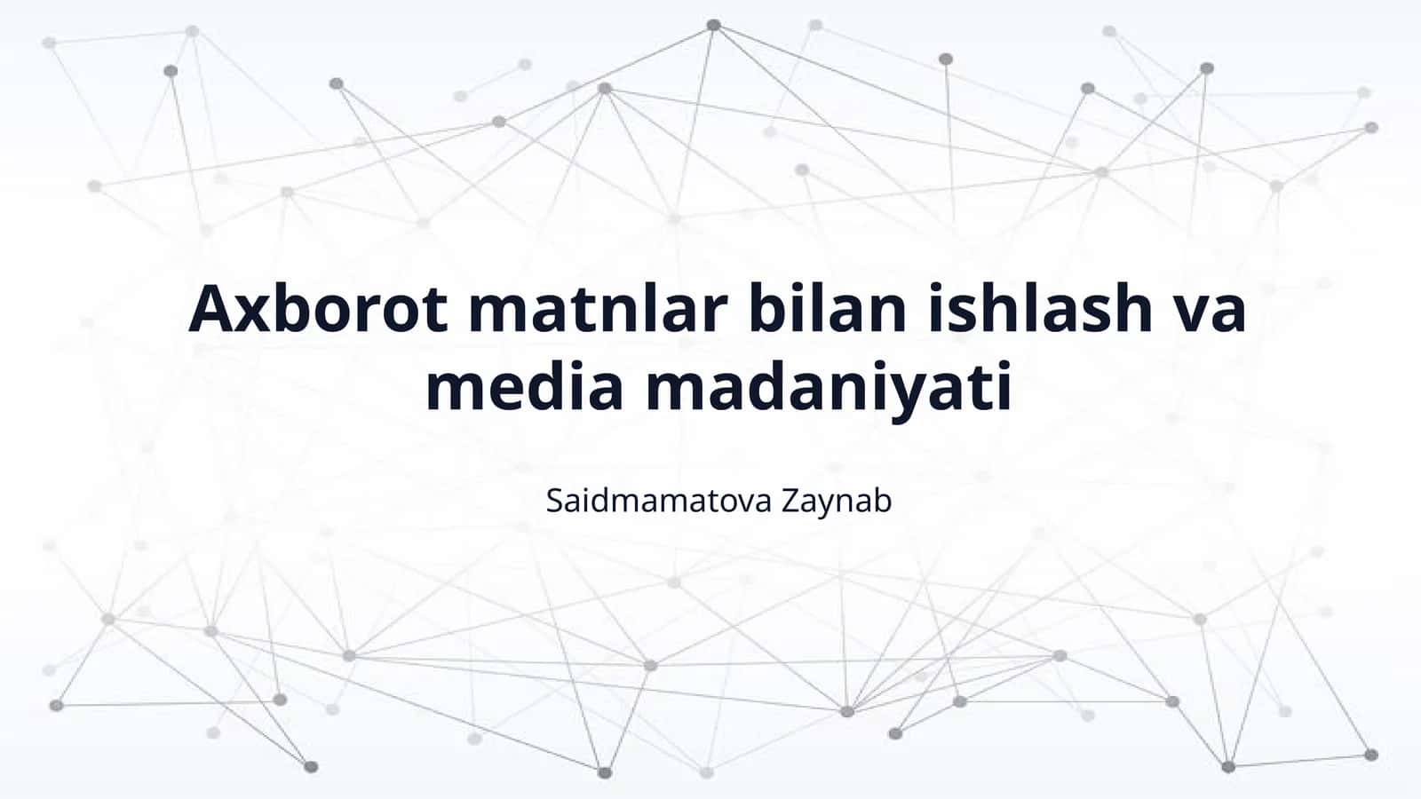 Axborot matnlar bilan ishlash va media madaniyati