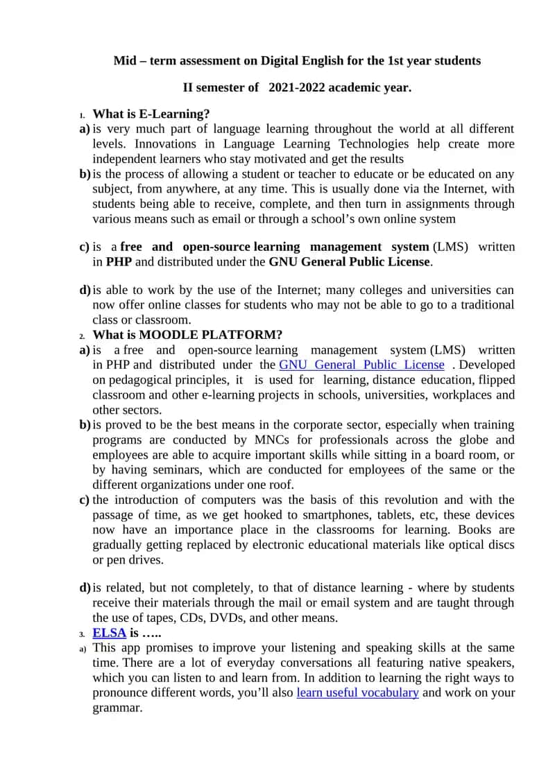 E-Learning Mid-Term Assessment