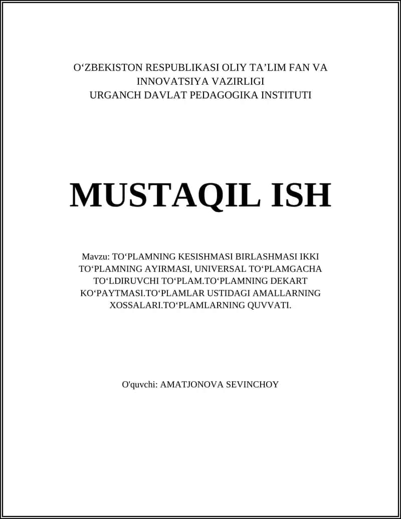 Toʻplam va uning elementlari