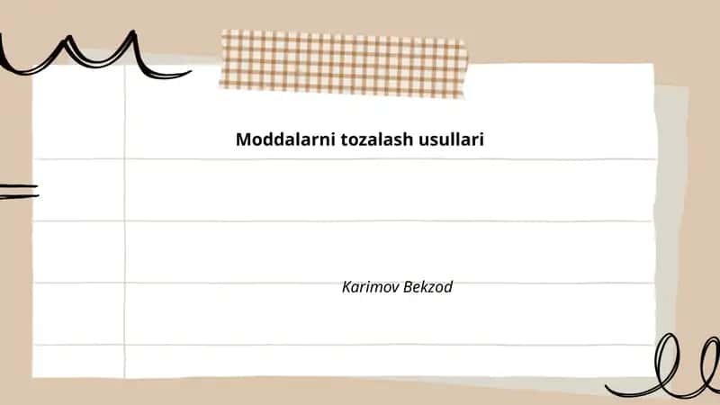 Moddalarni tozalash usullari
