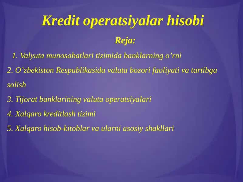 Kreditoperatsiyalar hisobi
