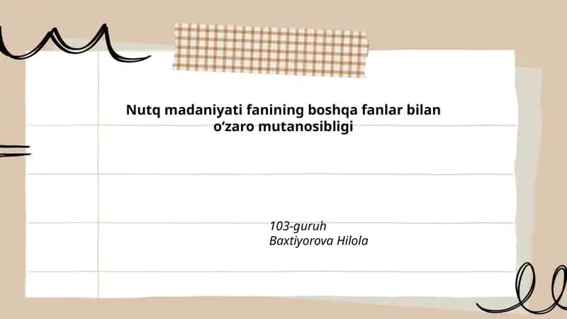 Nutq madaniyati fanining boshqa fanlar bilan o‘zaro mutanosibligi