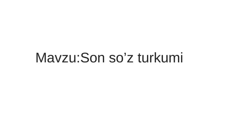 son so'z turkumi