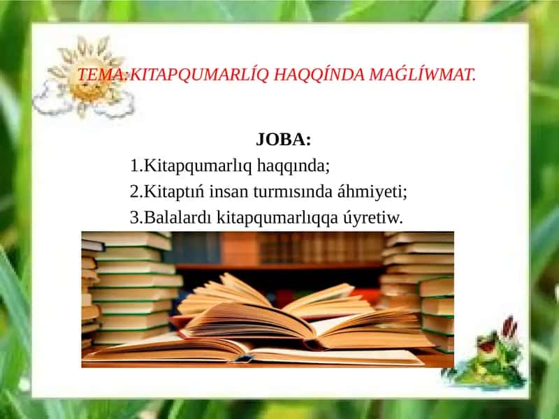 KITAPQUMARLÍQ HAQQÍNDA MAǴLÍWMAT.